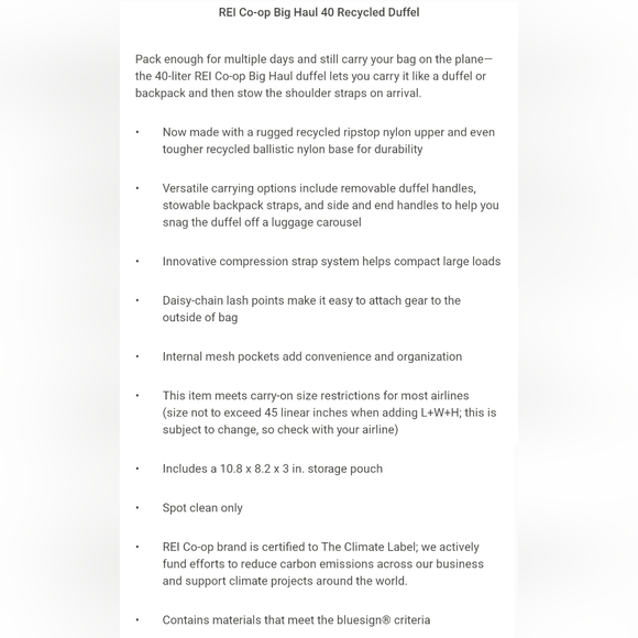 REI Co-op Big Haul 40L Duffel Bag - Picture 14 of 15